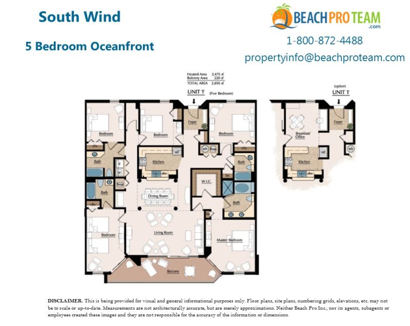 South Wind Floor Plan I - 5 Bedroom Oceanfront